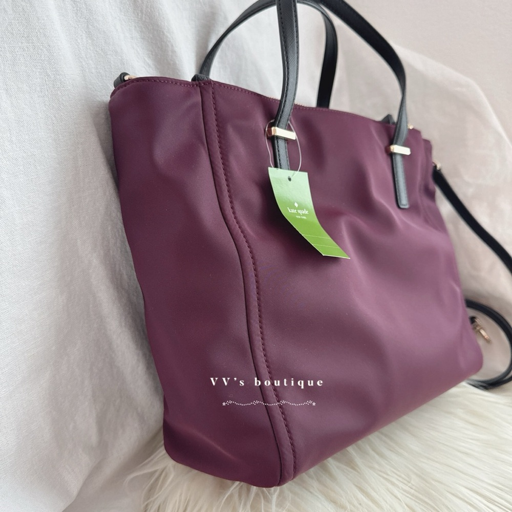 NWT Kate Spade Wilson Road Alyse Nylon Tote Crossbody Deep Plum Purple WKRU4715 - Picture 4 of 10